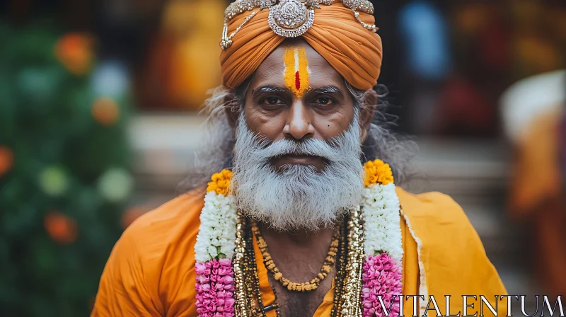 Indian Man Portrait with White Beard AI Image