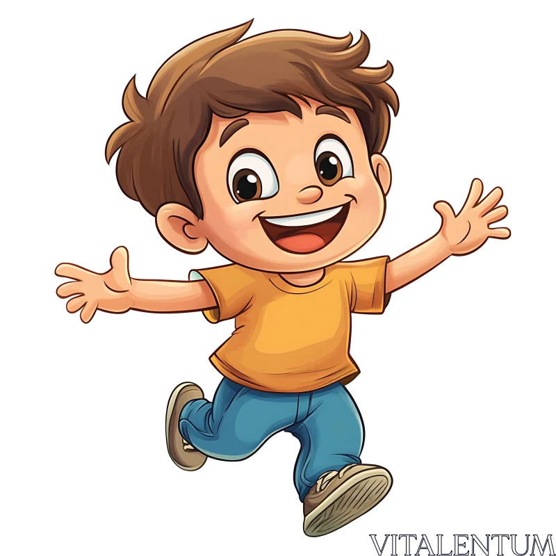 AI ART Joyful Boy Cartoon Illustration