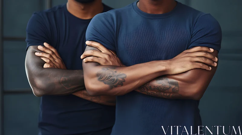 Tattooed Men with Crossed Arms AI Image