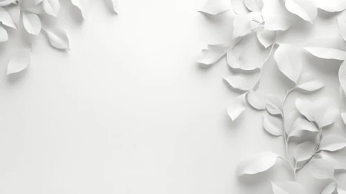 Minimal White Leaves Serenity