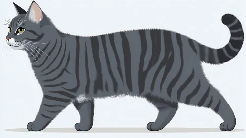 Gray Tabby Cat Art