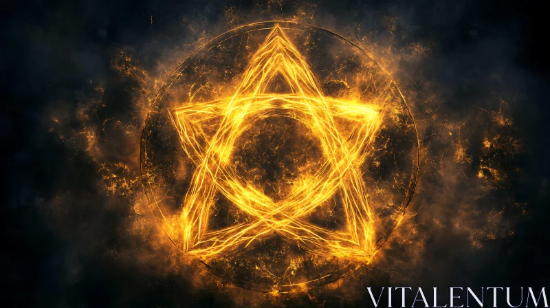 AI ART Glowing Pentagram on Dark Background