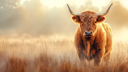 Majestic Highland Cow in Golden Light