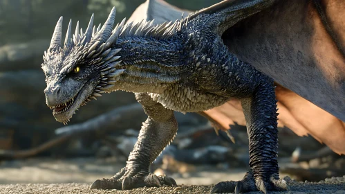 Fantasy Dragon with Yellow Eyes