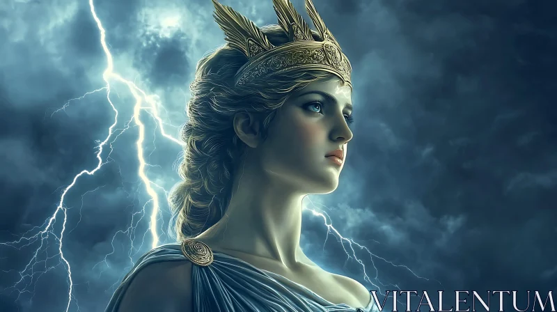 Goddess of Thunder: Serene Portrait AI Image