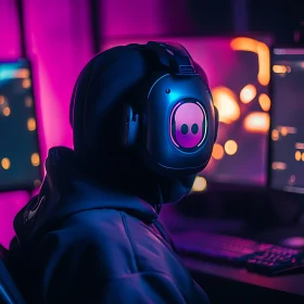Futuristic Gamer with Neon Ambiance