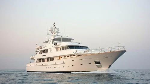 Captivating Seascape: A Majestic Motor Yacht Sailing on Open Waters