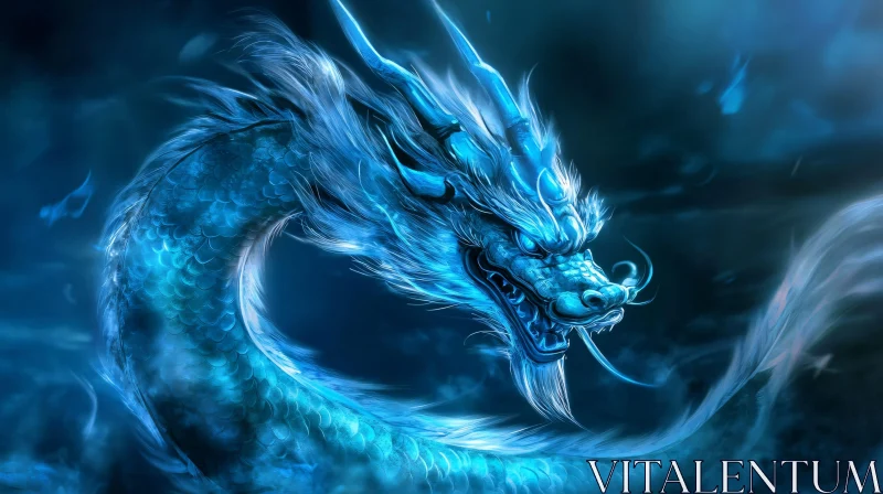 AI ART Azure Dragon in the Night