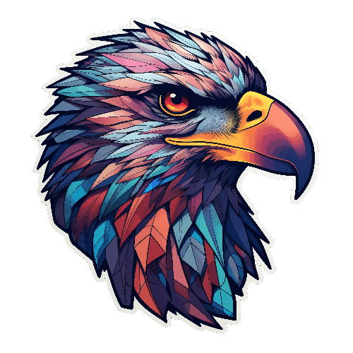 Colorful Bald Eagle Head Design for T-Shirt Printing