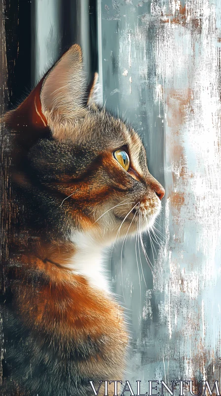 Expressive Tabby Cat in Thought AI Image