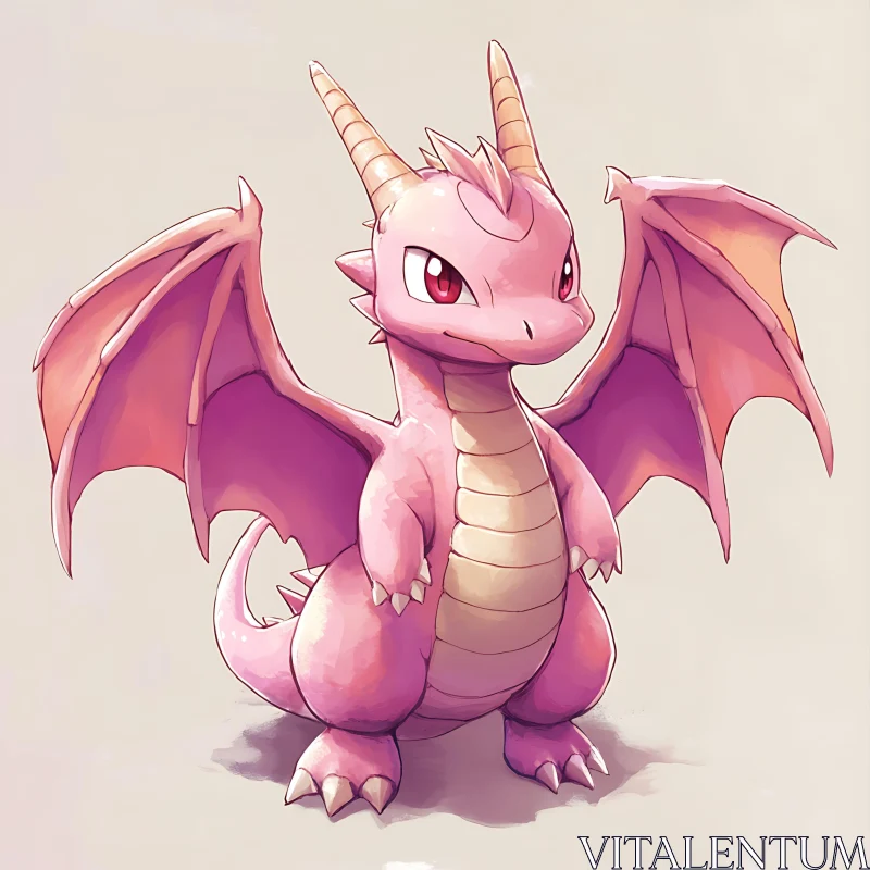 AI ART Pastel Pink Dragon Illustration