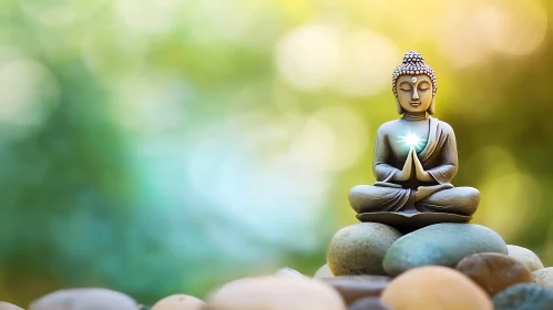 Meditative Buddha Sculpture on Stones