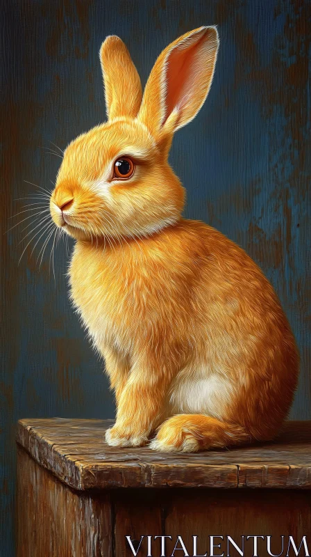 AI ART Golden Rabbit Sitting Elegantly