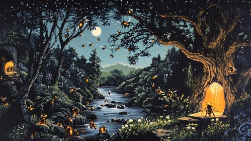 Bees' Night Flight Over the River