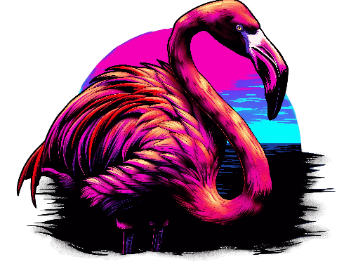 POD Design Neon Pink Flamingo Sunset T-Shirt Design