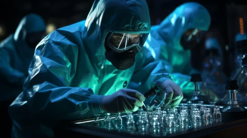 Professional Laboratory Workers in Protective Suits - Meticulous Photorealistic Still Lifes