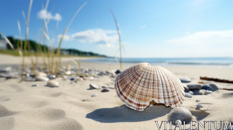 Seashell on a Springtime Beach - Coastal Landscape AI Image