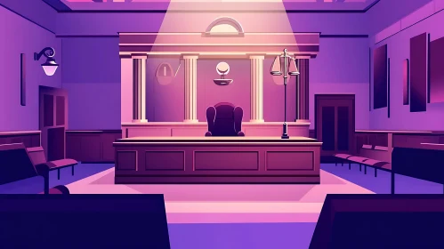 Purple Courtroom Scene