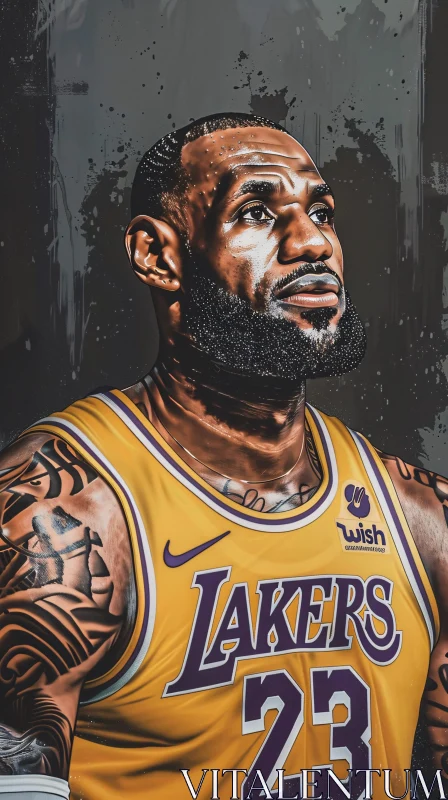 LeBron James Detailed Portrait AI Image