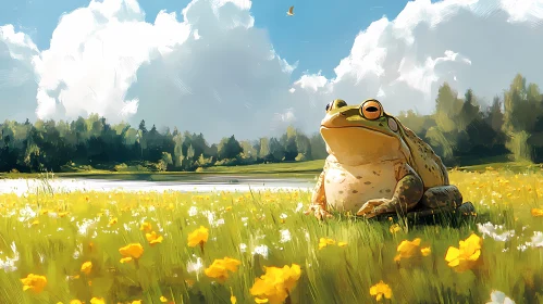 Frog in Scenic Landscape