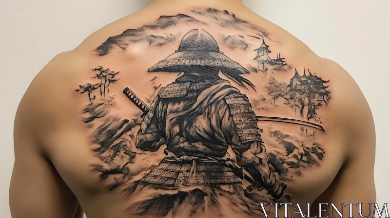 Ink Art: Samurai Back Piece AI Image