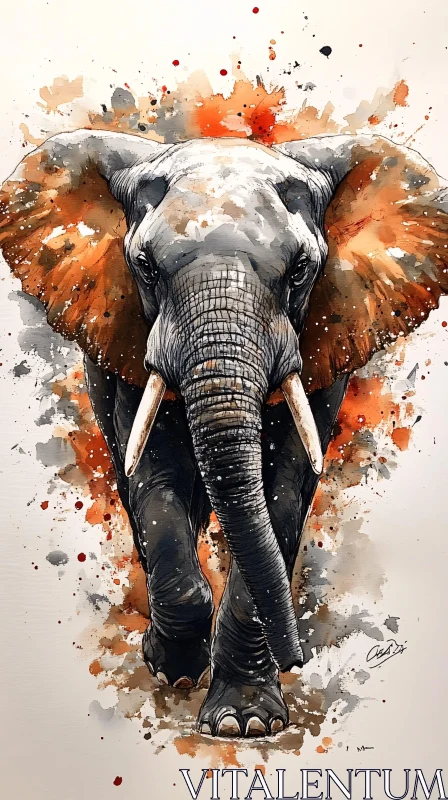 Vivid Elephant Watercolor Painting AI Image