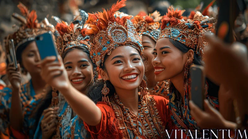 Cultural Celebration Selfie with Smiling Women AI Image