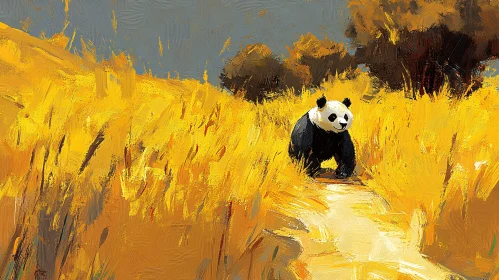 Golden Field Panda Art