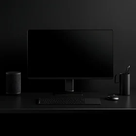 Sleek Black Computer Desk Setup