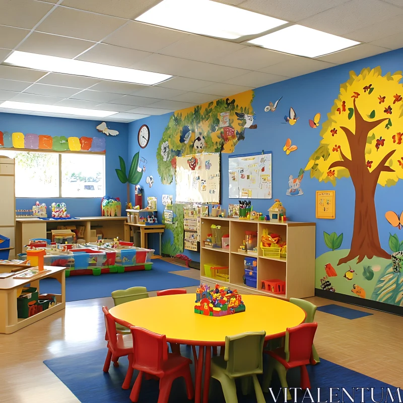 Colorful Kids Classroom with Playful Decor AI Image