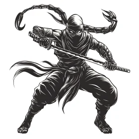 Monochrome Ninja with Sword