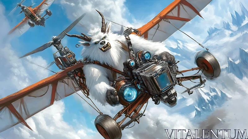 AI ART Steampunk Yeti in the Sky