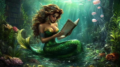 Submerged Reader: A Mermaid's Literary Retreat