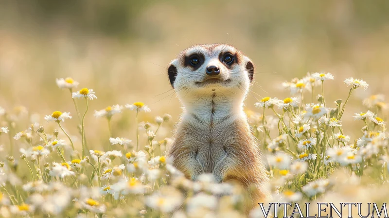 Meerkat in a Field of Daisies AI Image