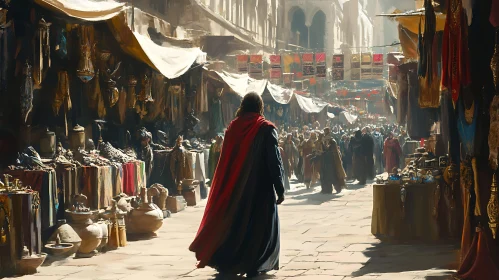 Marketplace Wanderer in Red Cloak
