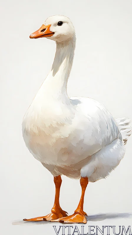 Elegant White Goose Portrait AI Image