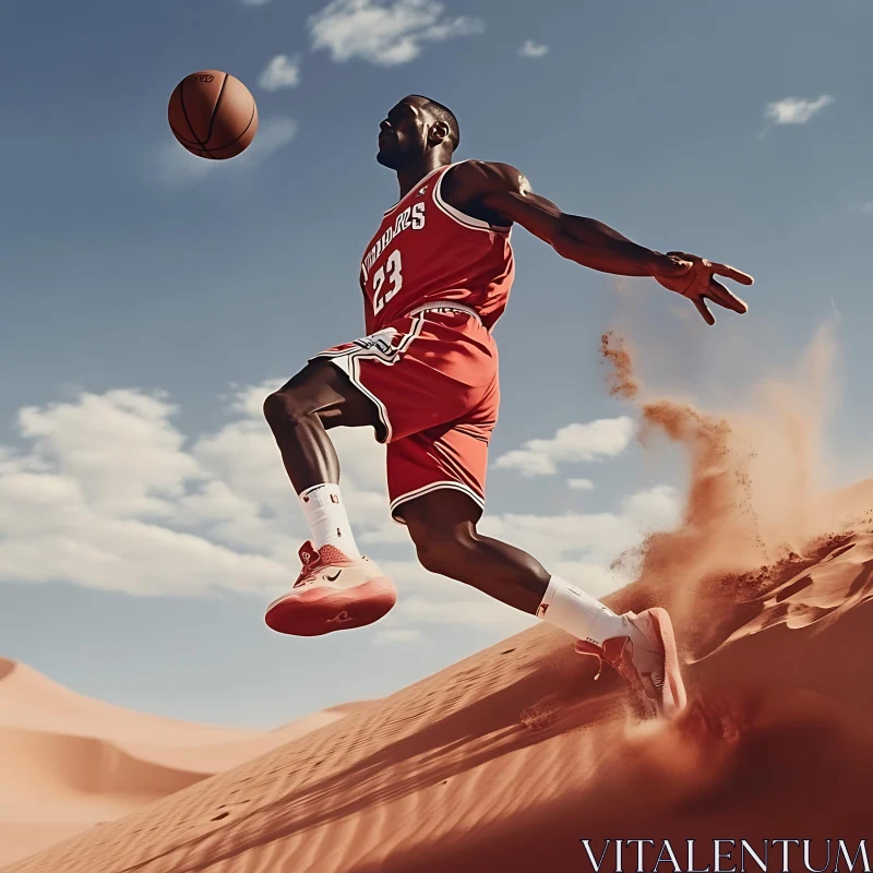 Athlete Jumping on Sand AI Image