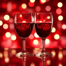 Two Wine Glasses with Red Wine