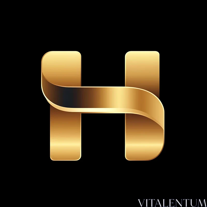 Golden Ribbon 'H' Design AI Image