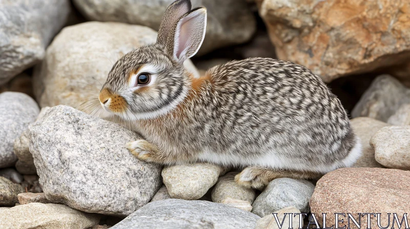 AI ART Bunny Resting on Stones