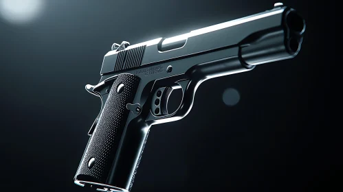 Shiny Pistol on Dark Background