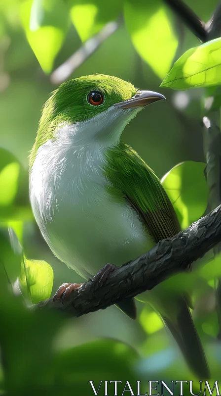 AI ART Green Bird in Nature