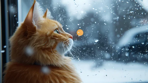 Winter Cat by the Window