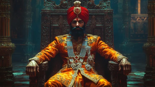 Royal Indian Man Sitting on Throne