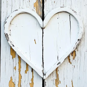 Distressed Heart on Old Wooden Surface