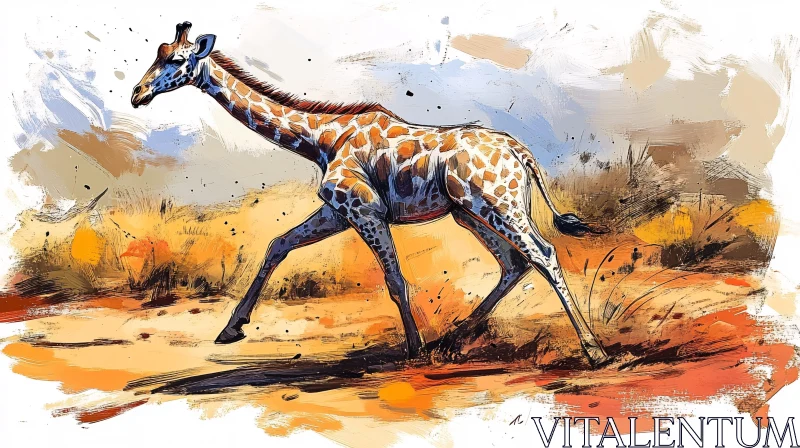 Giraffe Art in Nature AI Image