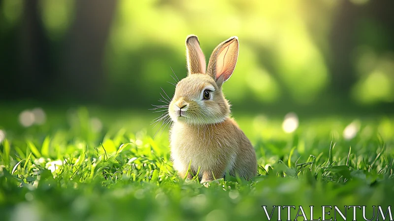 Charming Young Bunny in Nature AI Image