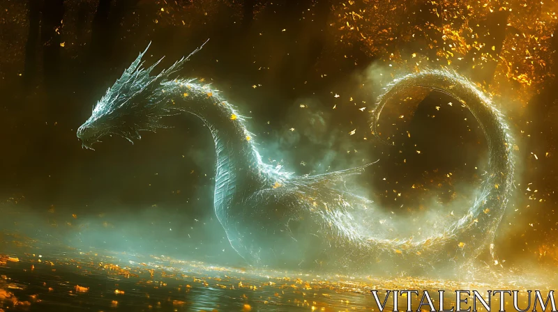 AI ART Shimmering Dragon Emerging from Mist