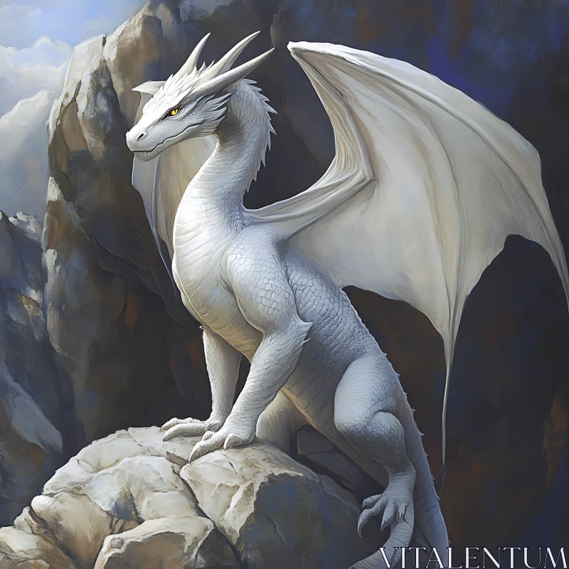 AI ART Serene Dominance: White Dragon Art