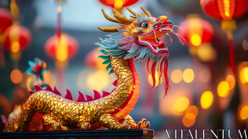 Chinese Dragon and Lanterns AI Image